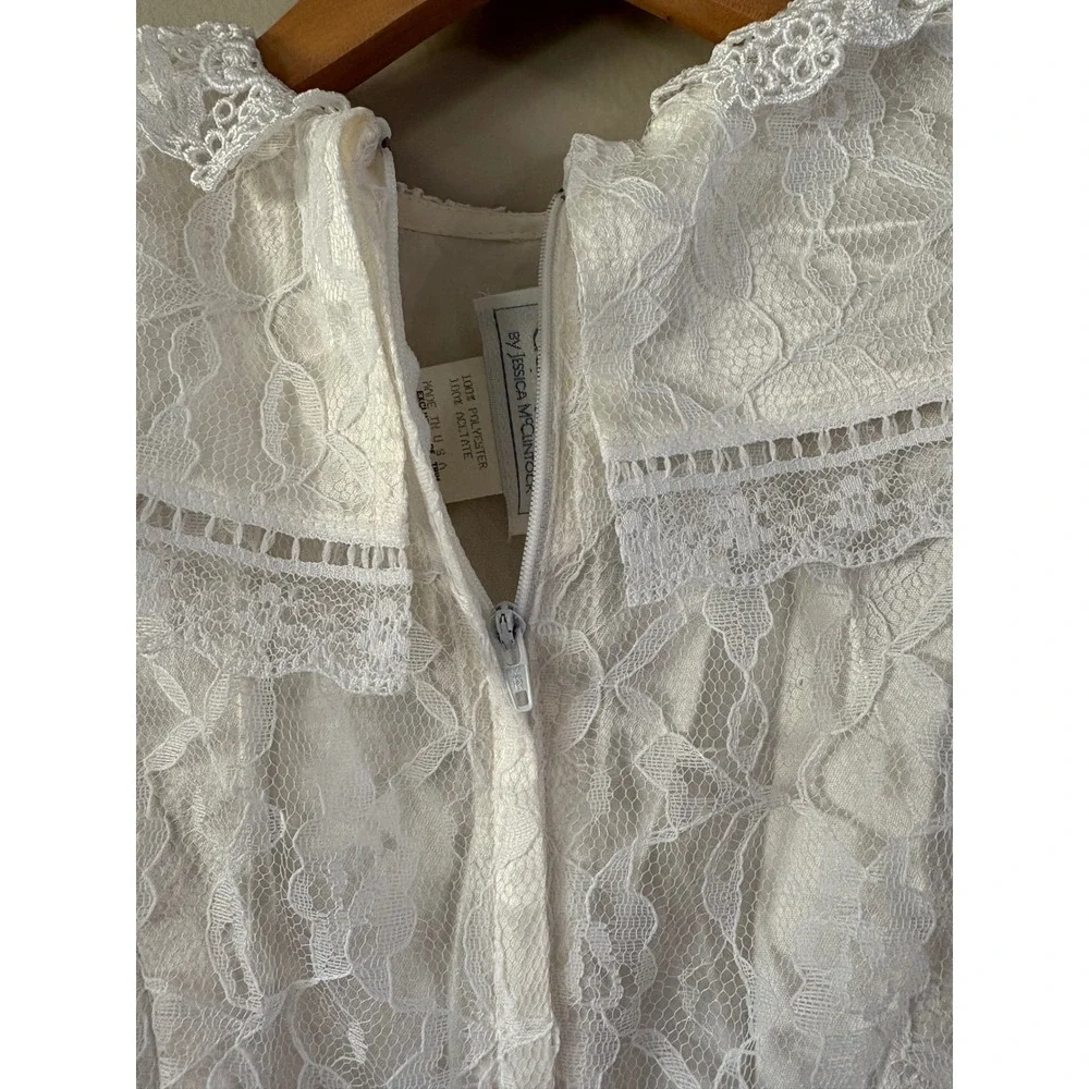 Vintage Gunne Sax J. McClintock White Lace Dress Sailor Collar Girl 10 Prairie